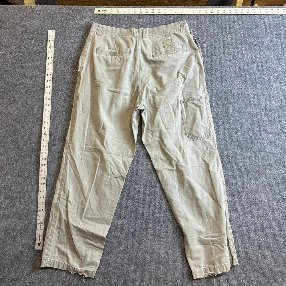 Columbia Pants Mens Size 36 Tan Canvas Utility Relaxed Fit Outdoor Frayed Hem